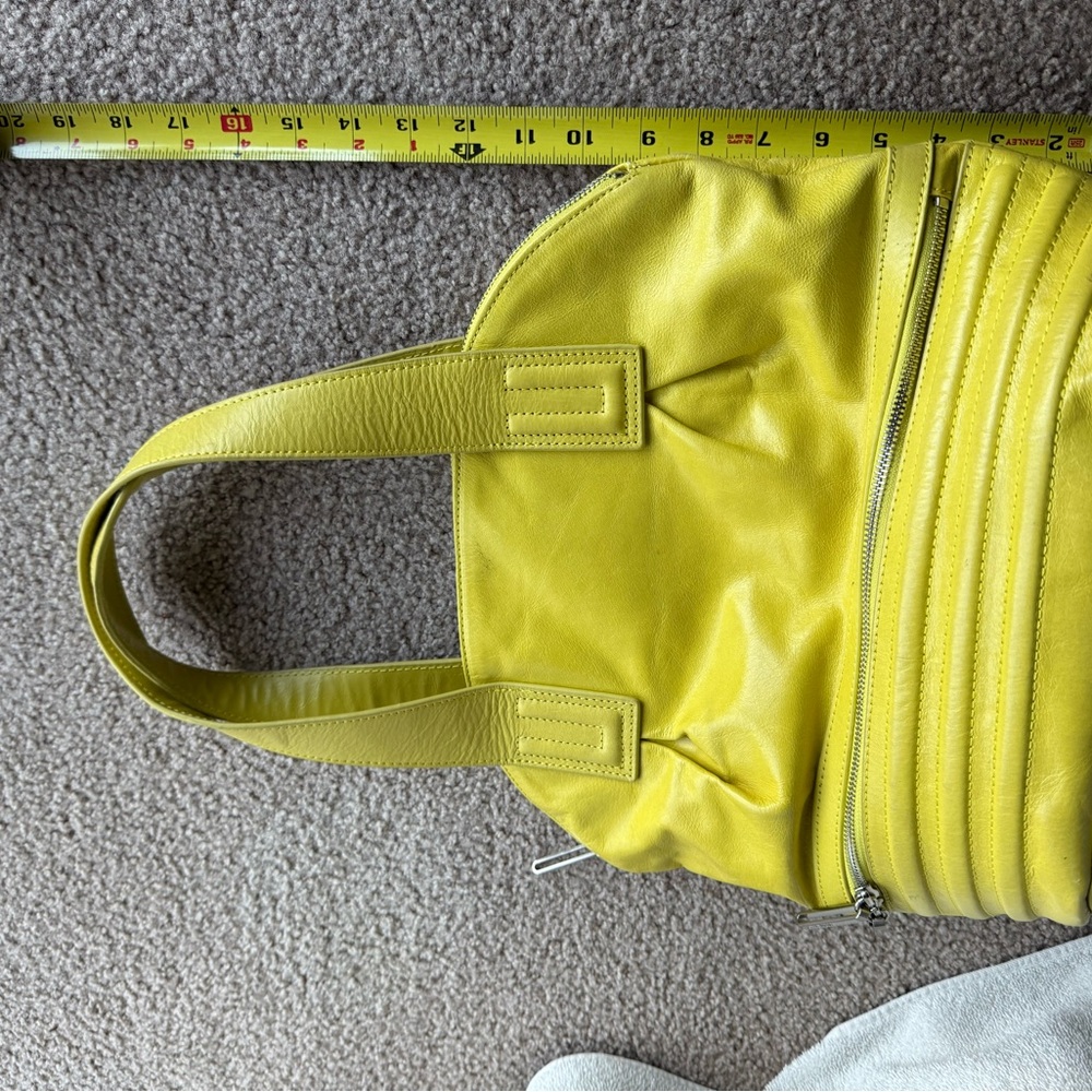 **RARE** Walter Baker Trapunto Yellow Shoulder Bag Leather EUC - Picture 9 of 16